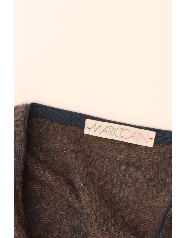 MARCCAIN Herre V-hals sweater XL Brun geometrisk uld