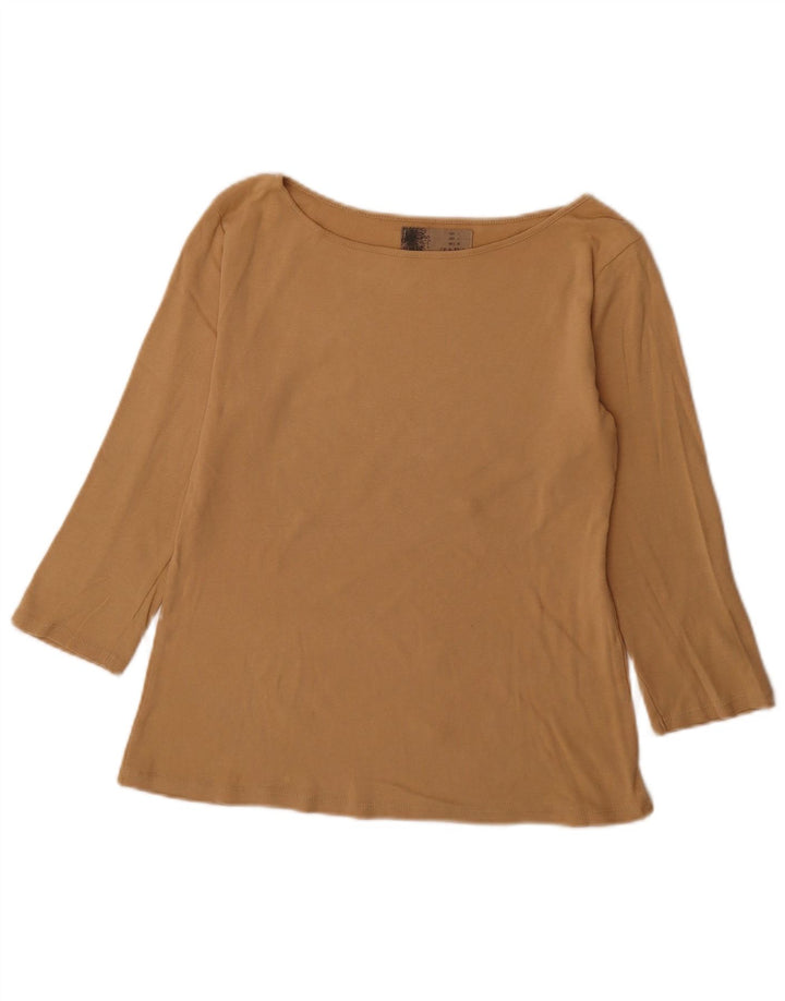 Zara Dame Top 3/4 ærme UK 14 Stor Beige Bomuld