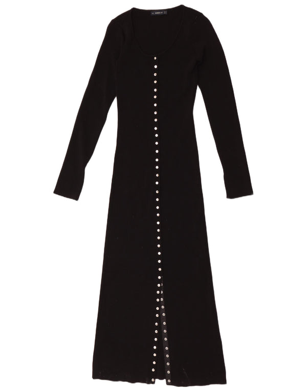 Zara Langærmet Maxikjole til kvinder UK 12 Medium Sort
