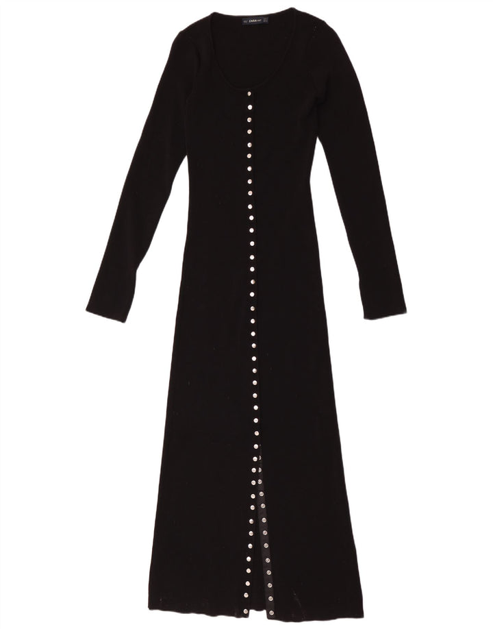 Zara Langærmet Maxikjole til kvinder UK 12 Medium Sort