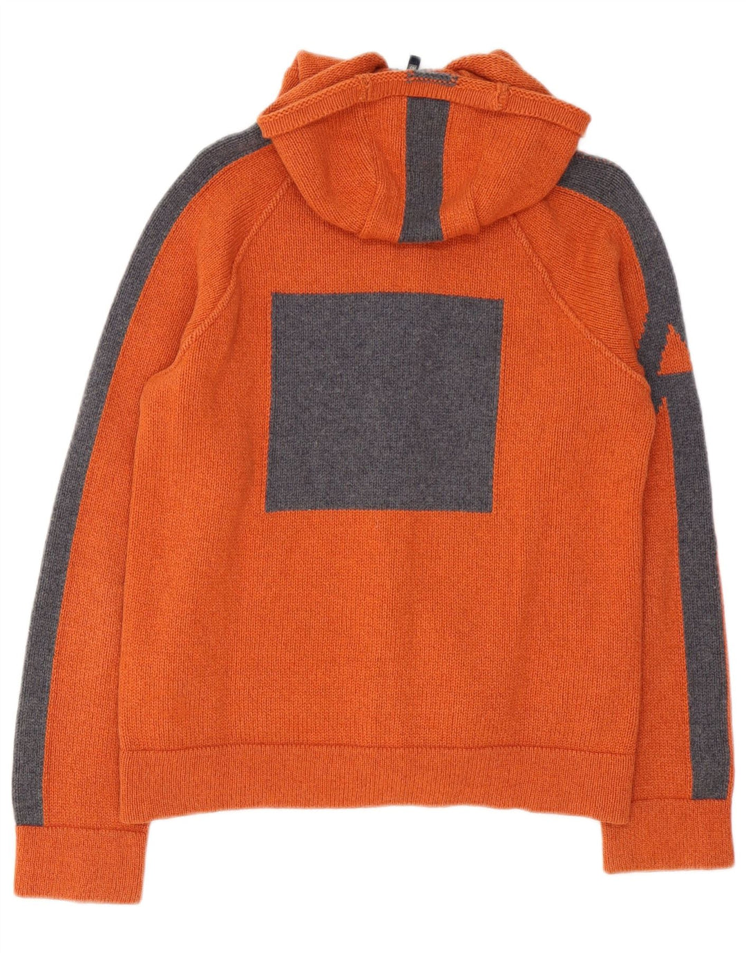 Armani Jeans Herre hætte cardigan sweater Medium Orange Colourblock Uld