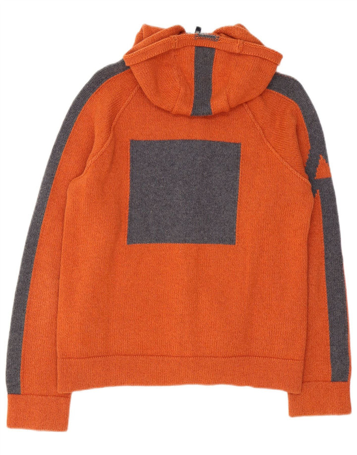 Armani Jeans Herre hætte cardigan sweater Medium Orange Colourblock Uld
