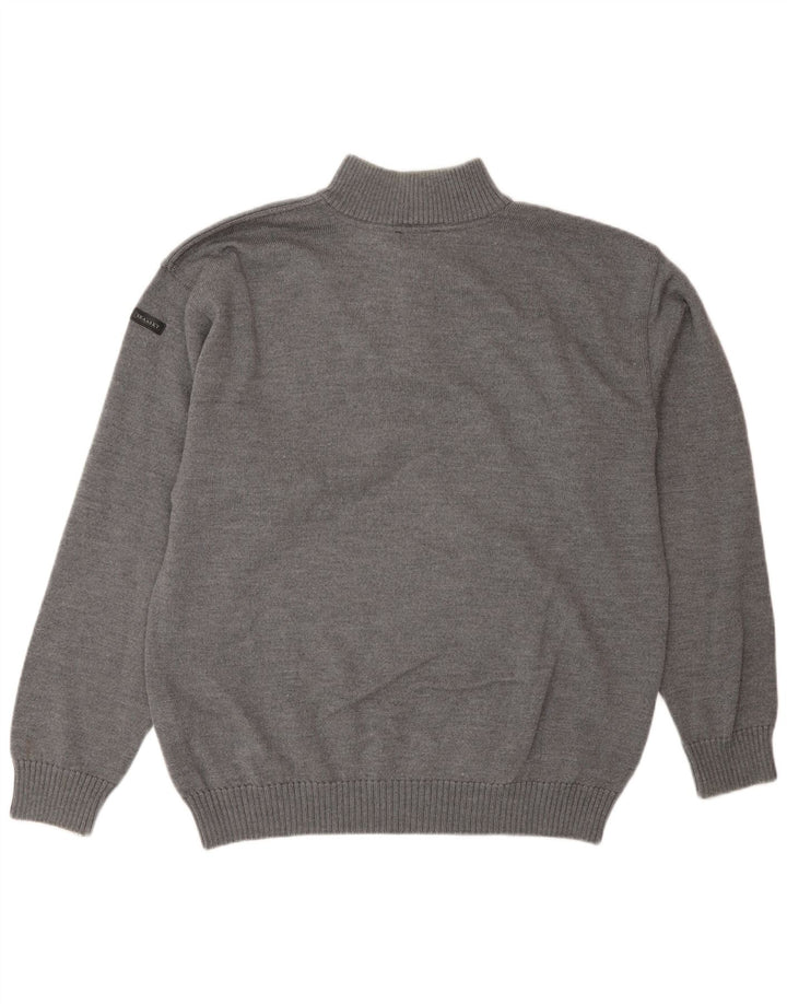 Sea & Sky Herre Button Neck Jumper Sweater Stor Grå Uld