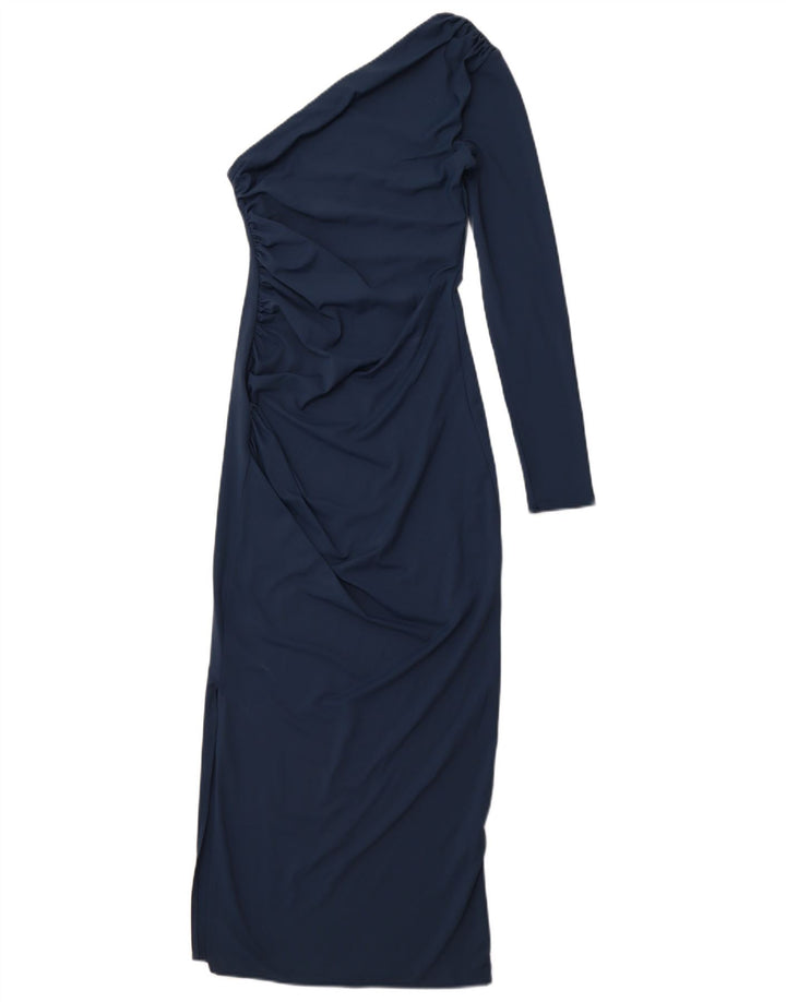 ZARA Womens One Shoulder Bodycon Dress UK 8 Small Navy Blue Polyamide