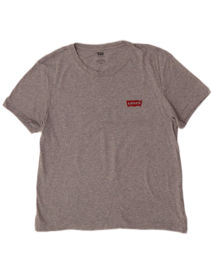 Levi's Dame Slim Grafisk T-Shirt Top UK 14 Medium Grå