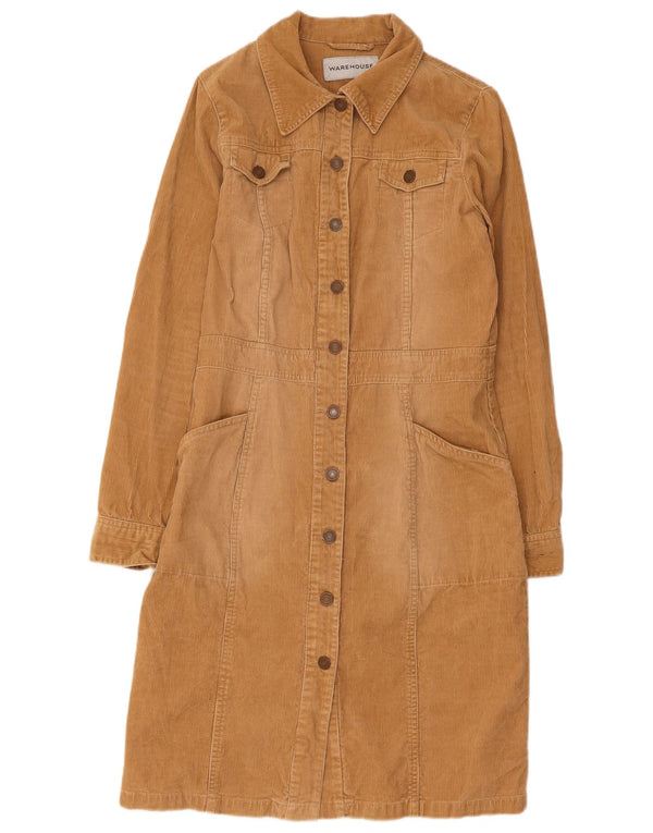 Warehouse Dame fløjlsskjortekjole UK 12 Medium Beige