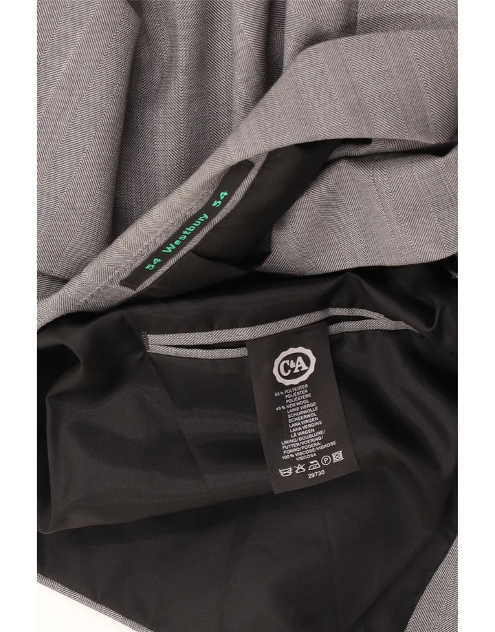 C & A Herre Dobbeltradet Blazerjakke IT 54 2XL Grå Polyester