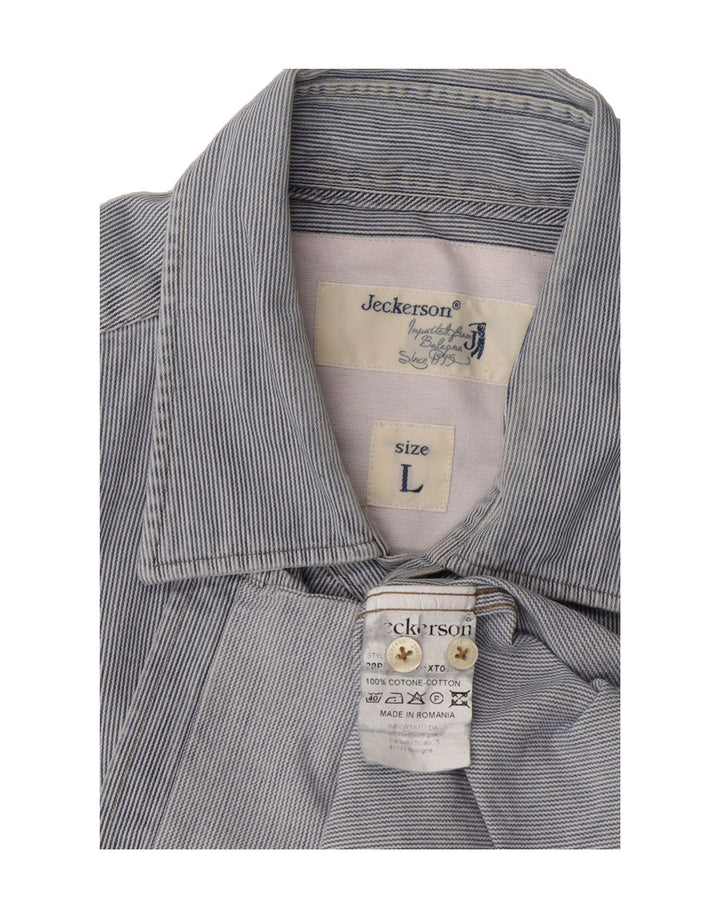 JECKERSON Mens Shirt Large Blue Pinstripe Cotton Vintage Jeckerson and Second-Hand Jeckerson from Messina Hembry 