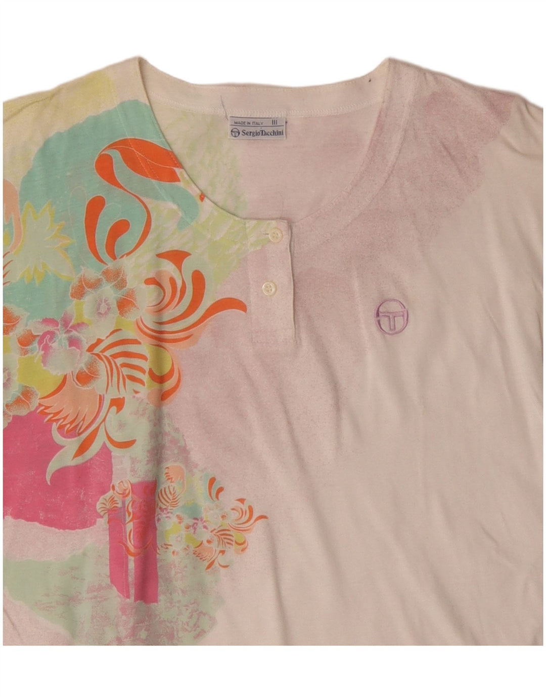 SERGIO TACCHINI T-shirt top til kvinder EU 40 Medium hvid blomstret bomuld