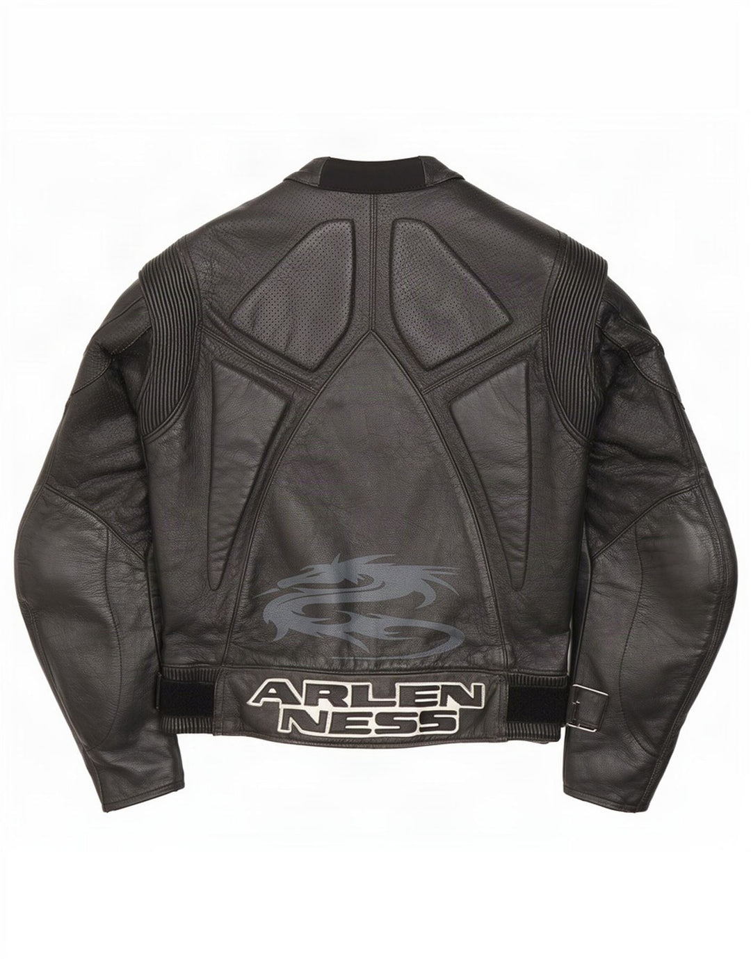 Arlen Ness Dame Motorstyle Graphic Racer Jacket Størrelse 42 Large Sort