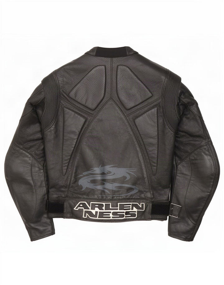 Arlen Ness Dame Motorstyle Graphic Racer Jacket Størrelse 42 Large Sort