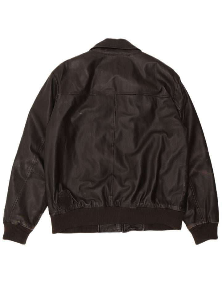 Geox Herre Bomber Læderjakke UK 42 XL Sort Læder