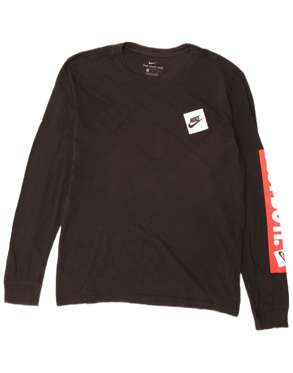 Nike Mens Graphic Top Long Sleeve Medium Black Colourblock Cotton
