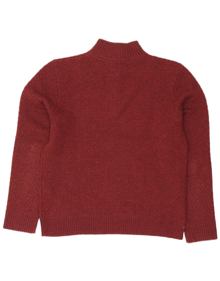 White Stuff Herre Zip Neck Jumper Sweater Large Burgundy Wool
