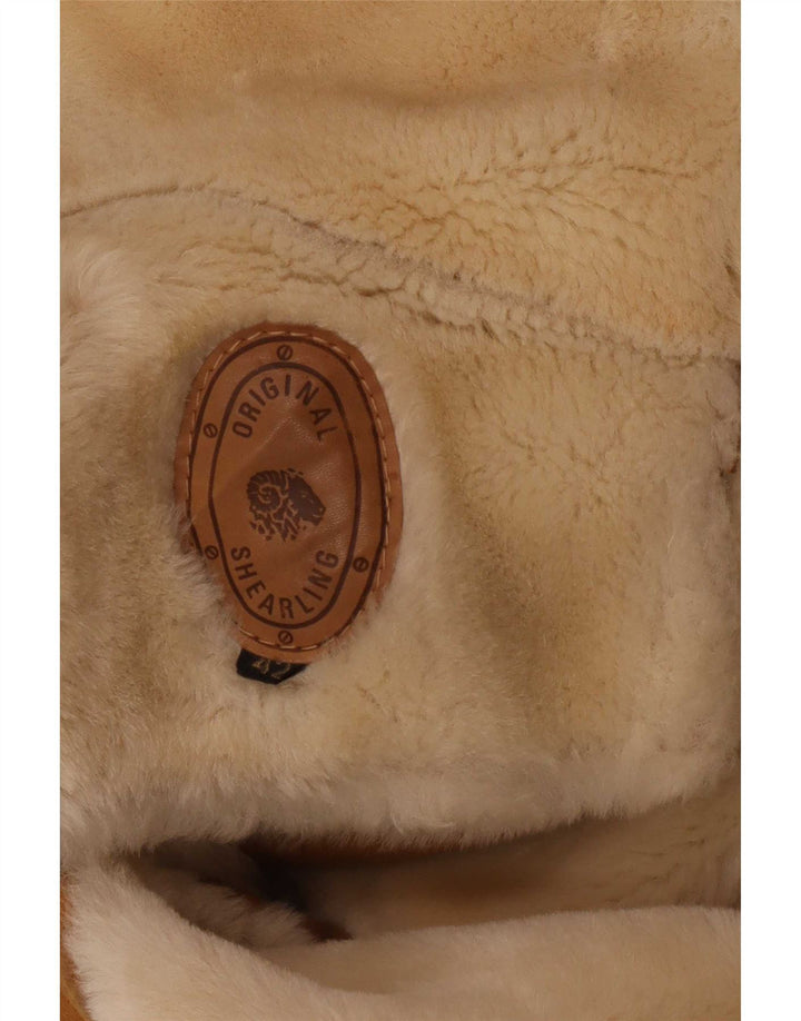 Vintage Dame Oversized Shearling Jacket IT 42 Medium Brown Colourblock