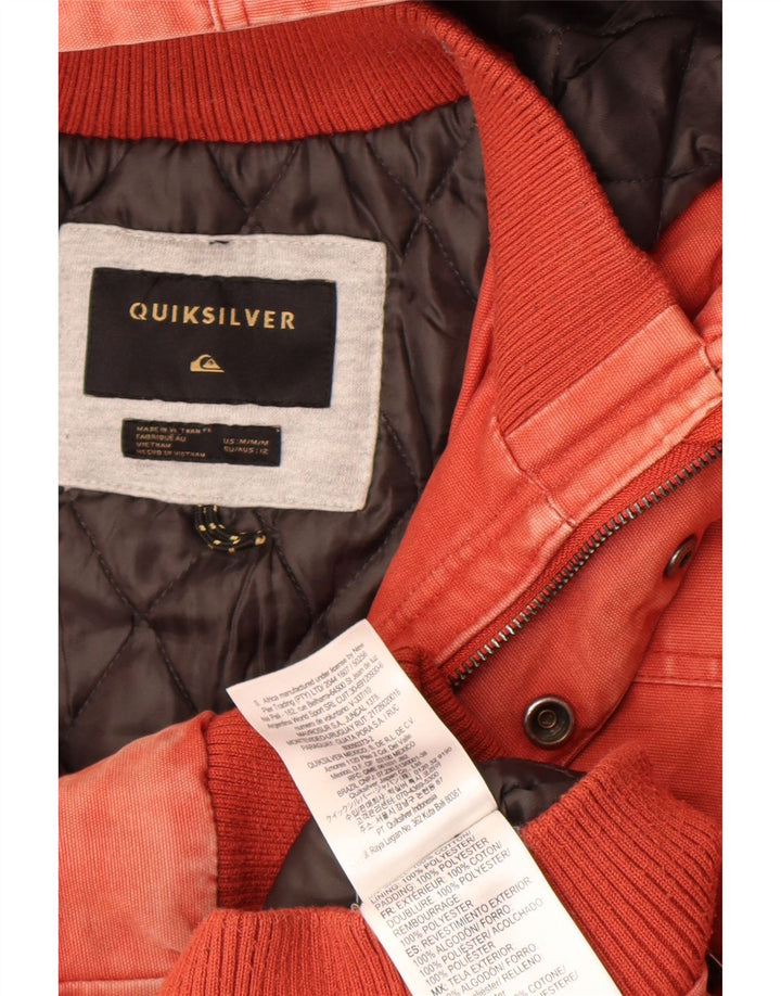 Quiksilver Dame Hooded Bomber Jacket UK 12 Medium Red Bomuld