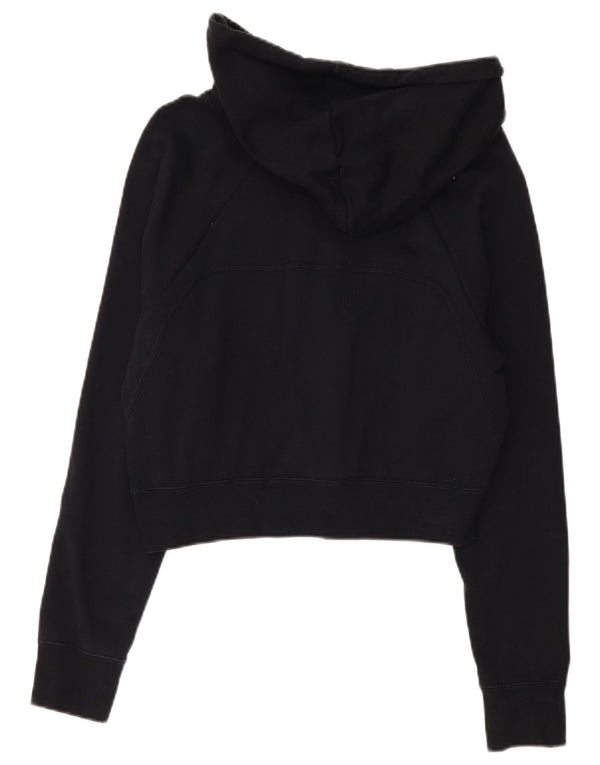 Nike Dame Crop Graphic Hoodie Jumper UK 16 Large Black Bomuld