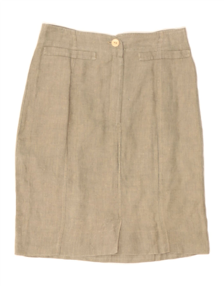 VINTAGE Womens Straight Skirt IT 42 Medium W28  Beige Linen Vintage Vintage and Second-Hand Vintage from Messina Hembry 