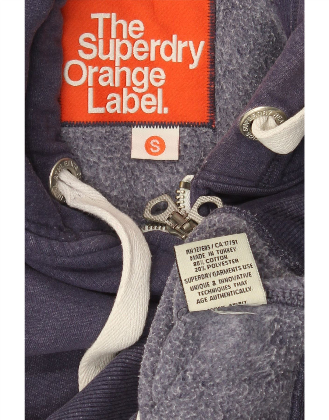 Superdry Hættetrøje med lynlås til mænd, lille marineblå bomuld