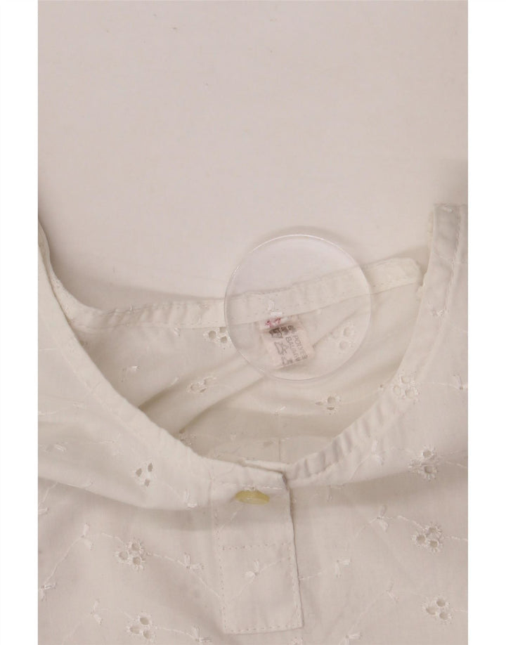 Vintage dame ærmeløs bluse top EU 44 XL hvid bomuld