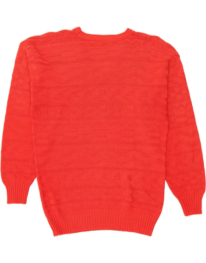VINTAGE Womens V-Neck Jumper Sweater UK 14 Medium Red Cotton Vintage Vintage and Second-Hand Vintage from Messina Hembry 