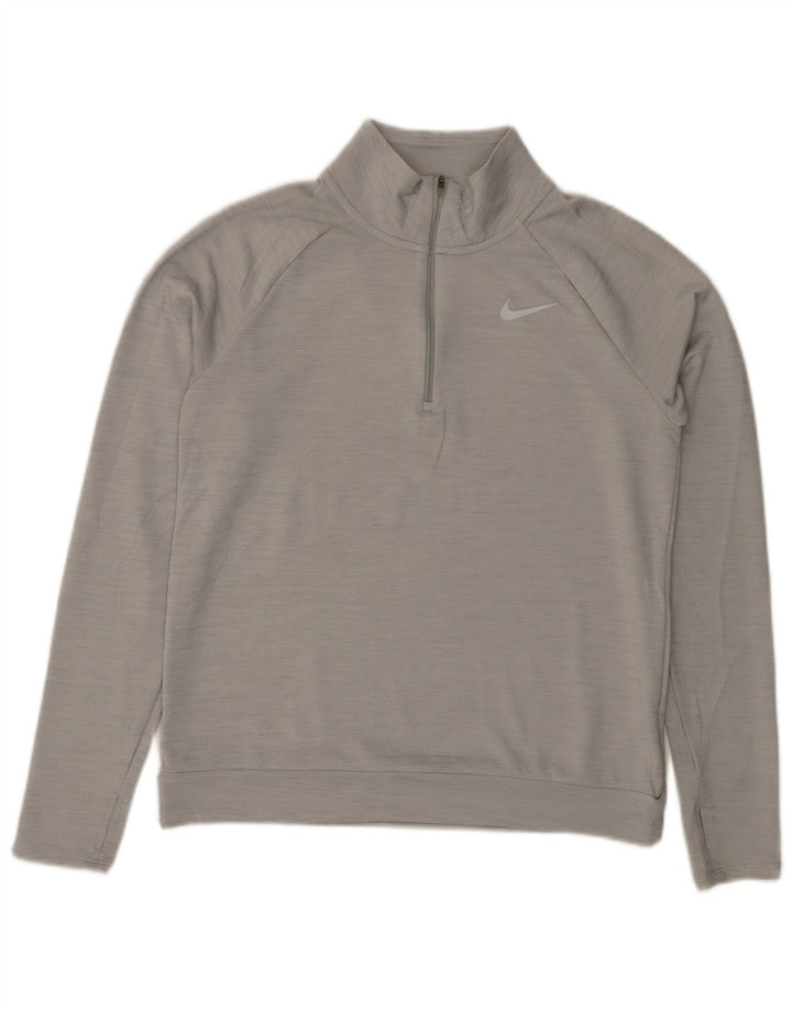 NIKE Herre Dri Fit Pullover med lynlås-hals træningsdragt, lille grå flækket