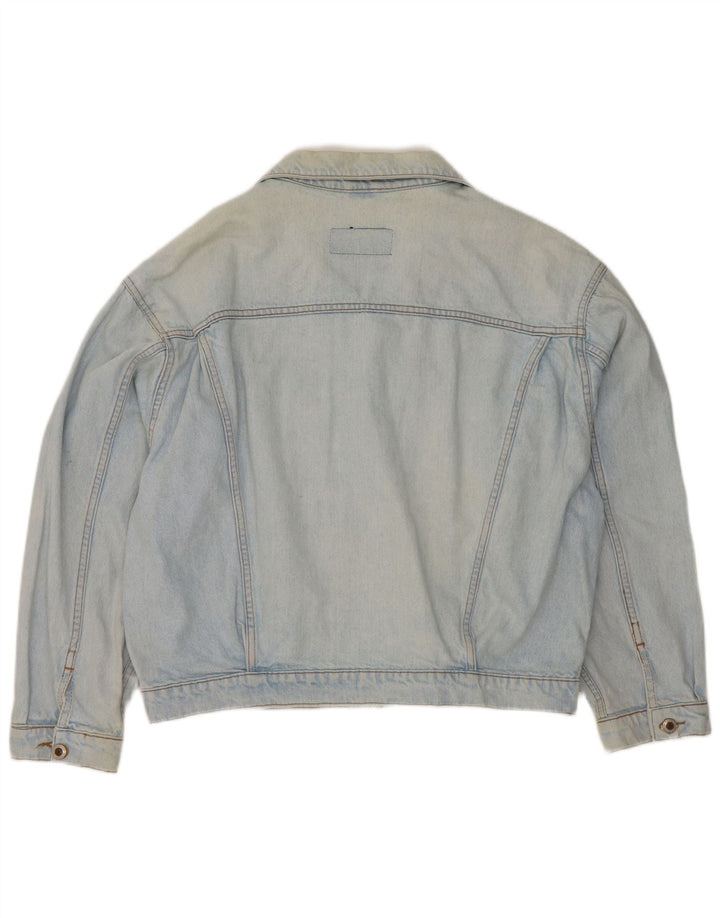 C&A Kvinders Cropped Oversized Denim Jakke UK 16 Large Blå Bomuld