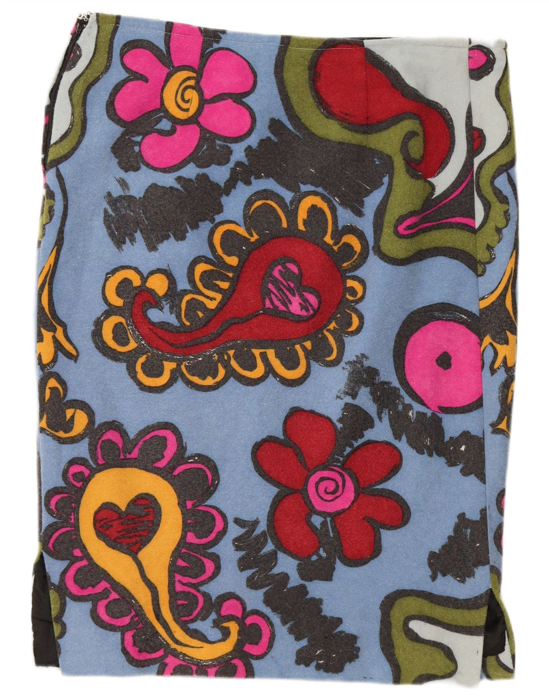 Vintage lige nederdel til kvinder W36 XL Blue Floral