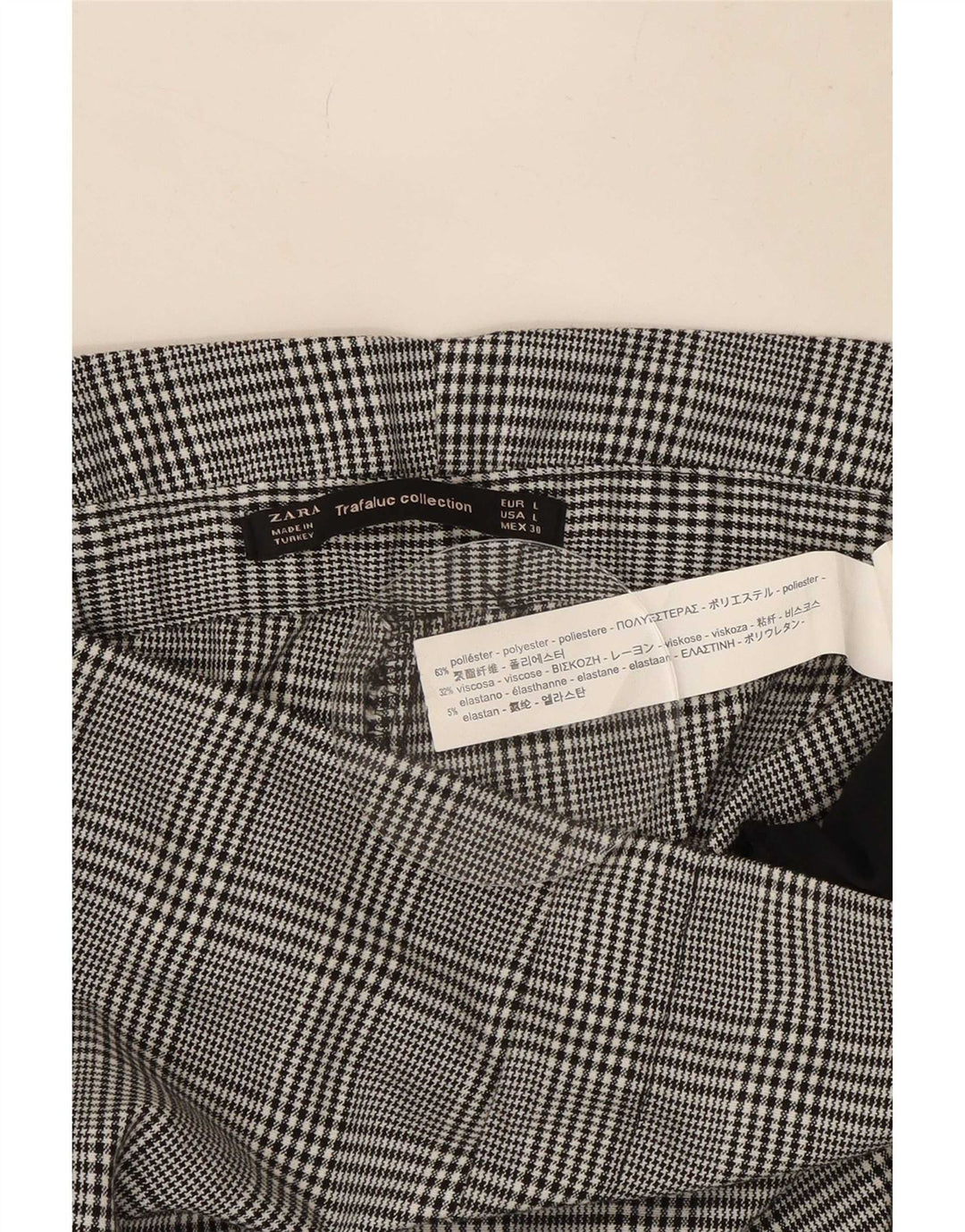 Zara Trafaluc cropped bukser til kvinder Large W30 L26 Grå Houndstooth