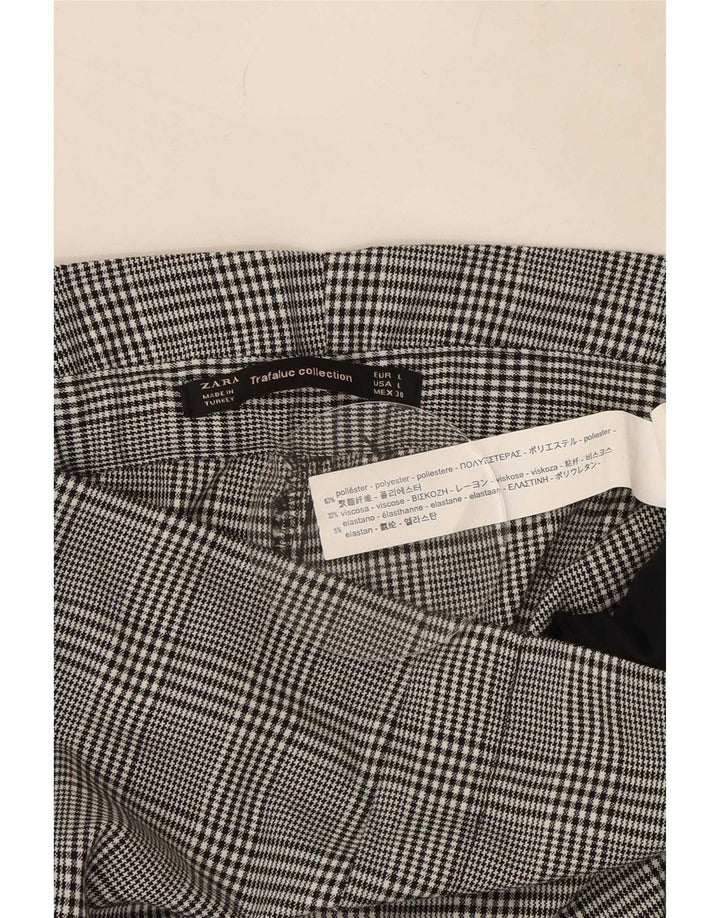 Zara Trafaluc cropped bukser til kvinder Large W30 L26 Grå Houndstooth