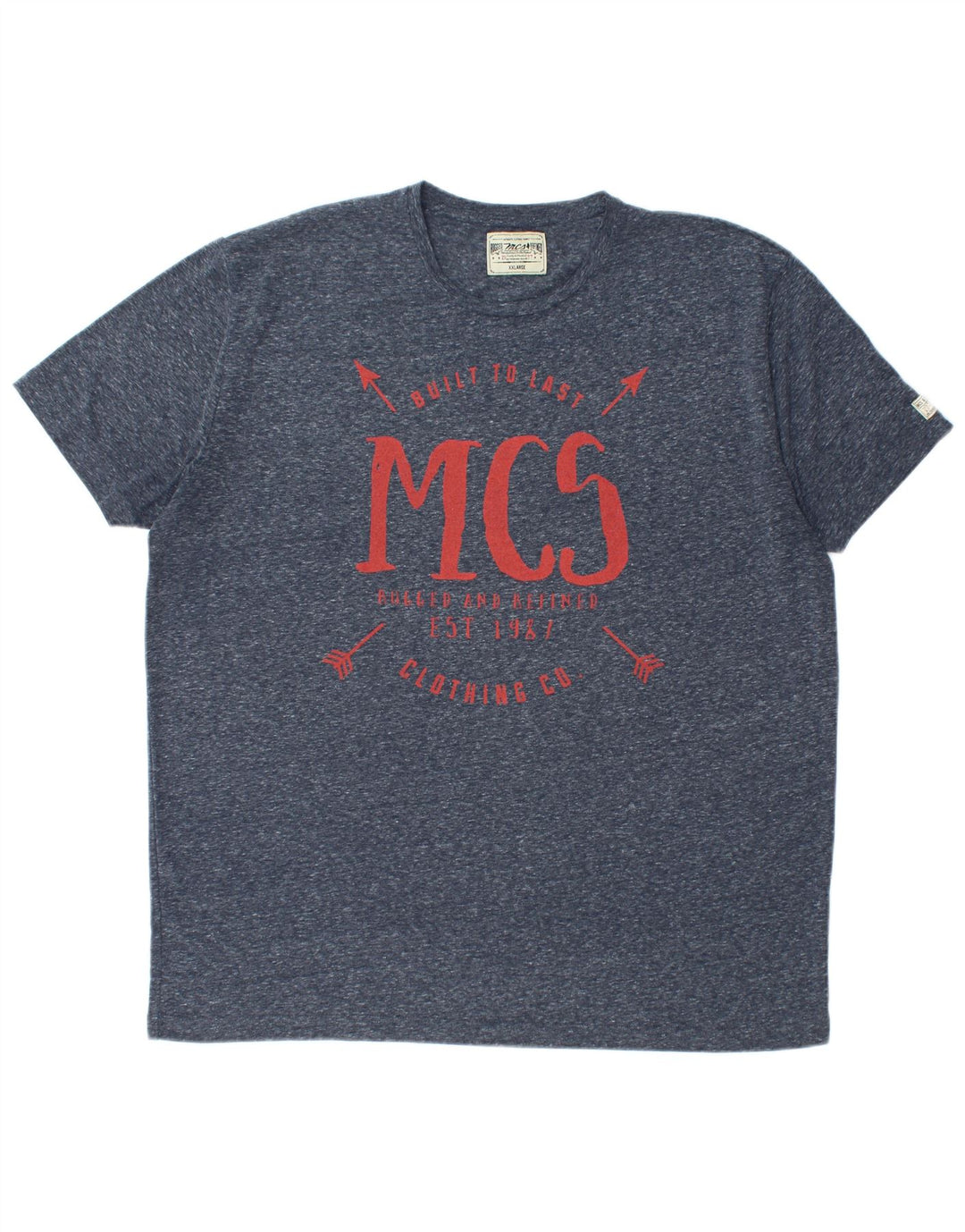 Marlboro Classics Herre grafisk T-shirt Top 2XL Navy Blue Flecked Polyester