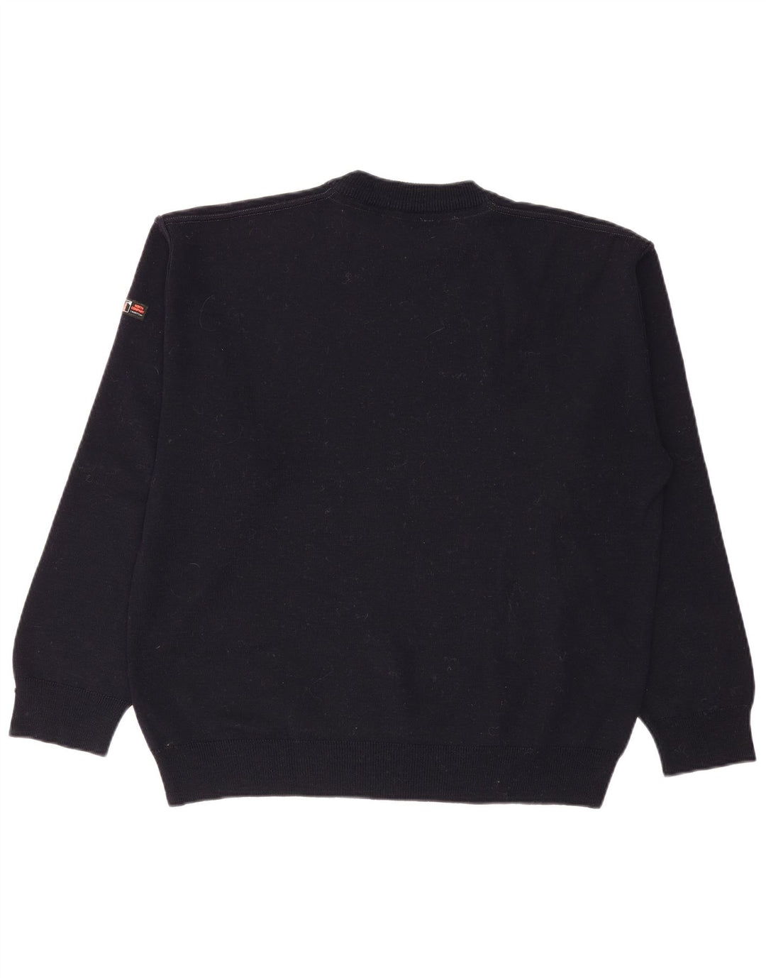 VINTAGE Herre sweater med rund hals, stor marineblå bomuld