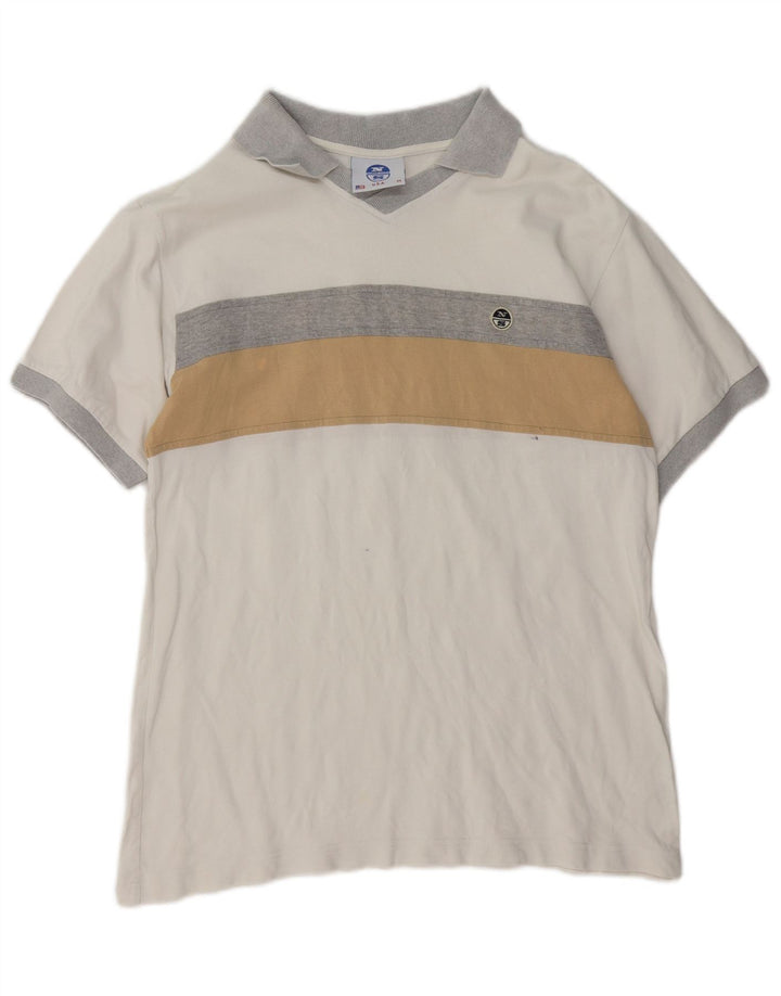 NORTH SAILS Mens Polo Shirt Medium White Colourblock