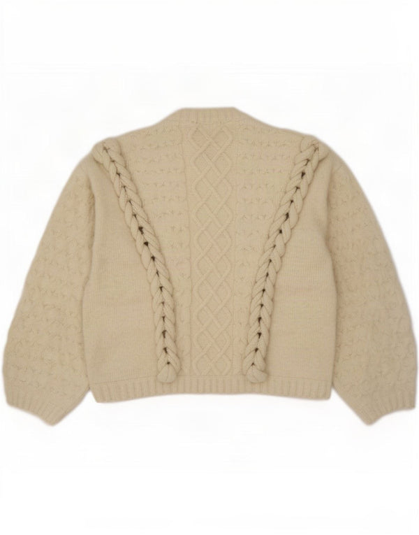 Topshop Womens Oversized Crew Neck Jumper Sweater UK 14 Medium Off White