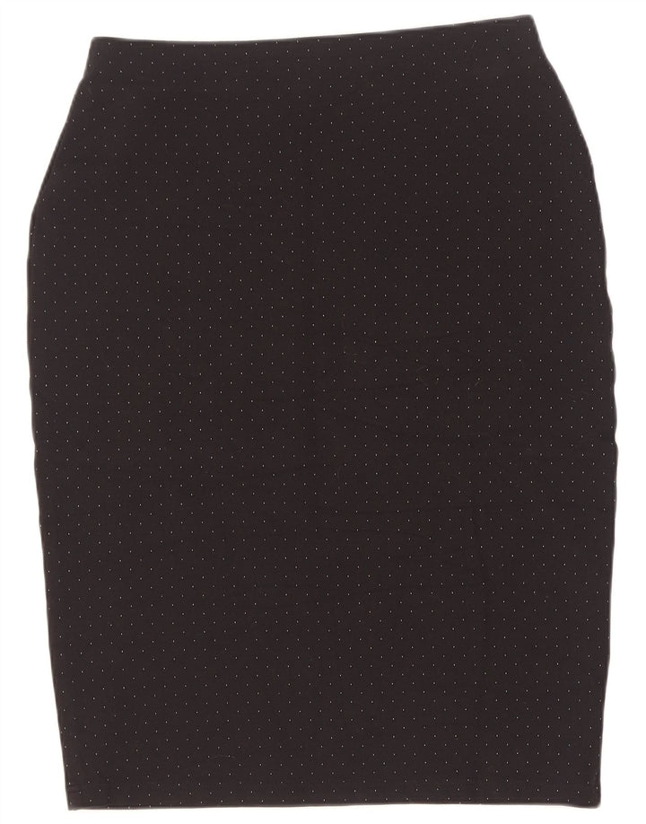 Marks & Spencer Pencil Nederdel til kvinder UK 12 Medium W30 Sort plettet viskose