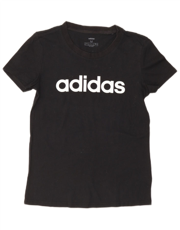 Adidas Dame Grafisk T-Shirt Top UK 12/14 Medium Sort