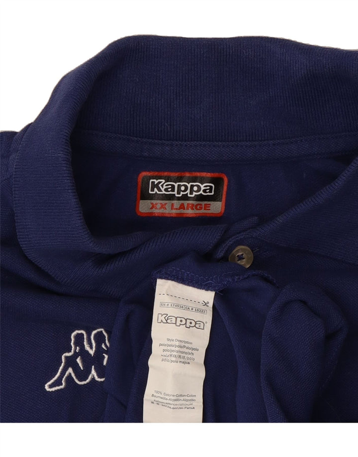 KAPPA Mens Graphic Polo Shirt 2XL Navy Blue Cotton Vintage Kappa and Second-Hand Kappa from Messina Hembry 