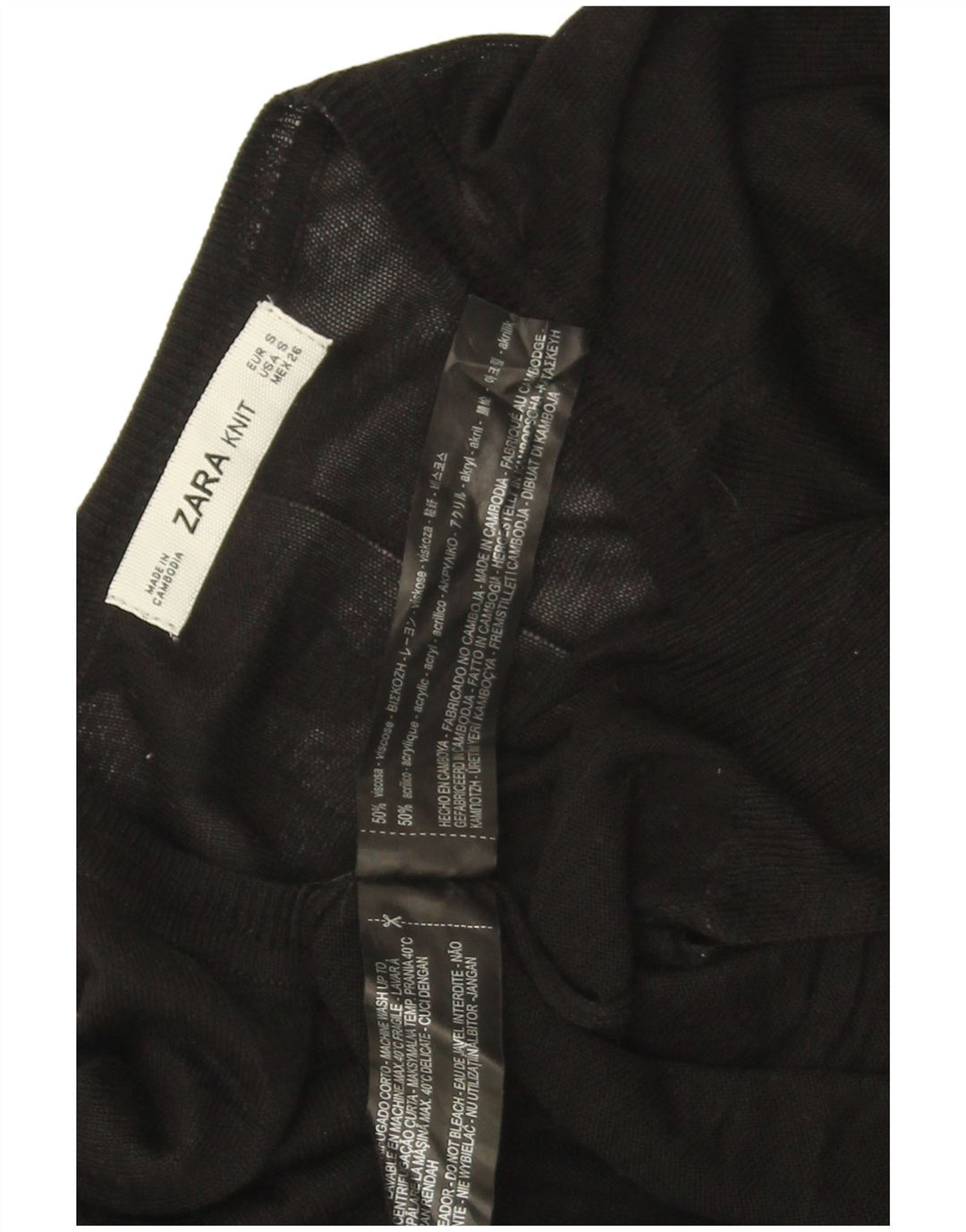 Zara Dame Boat Neck Jumper Sweater UK 10 Small Black Viscose