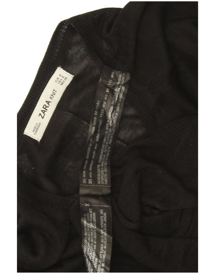 Zara Dame Boat Neck Jumper Sweater UK 10 Small Black Viscose