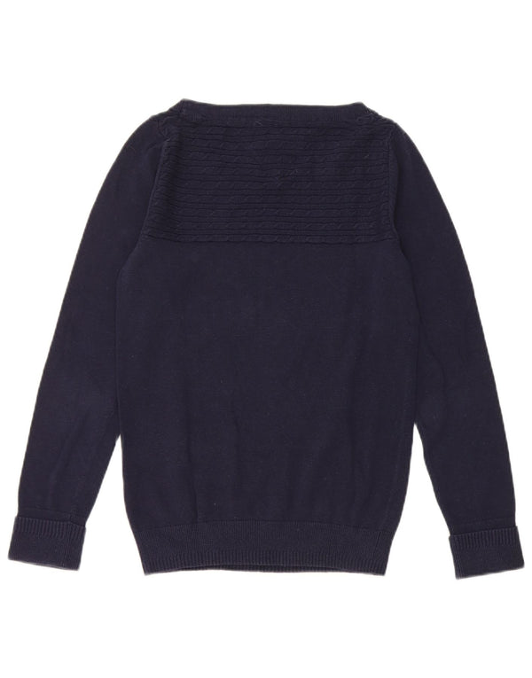 Tommy Hilfiger Dame Boat Neck Jumper Sweater UK 10 Small Navy Blue