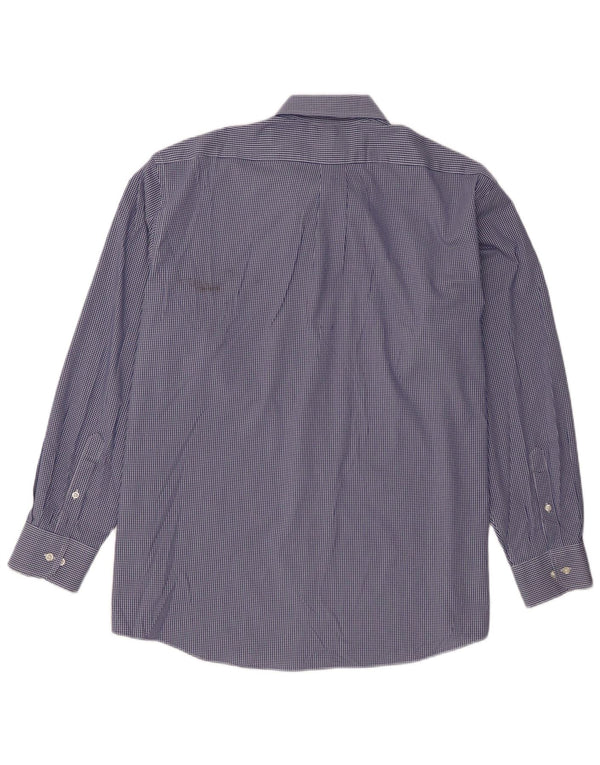 Chaps Herre Regular Fit Skjorte Størrelse 18 2XL Blå Gingham Bomuld