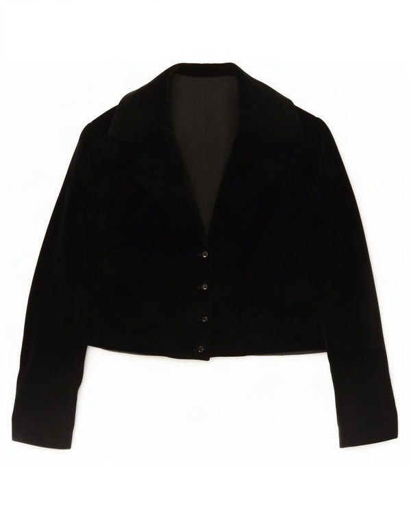 Vintage Kvinder Velvet Bolero Jacket UK 14 Medium Black