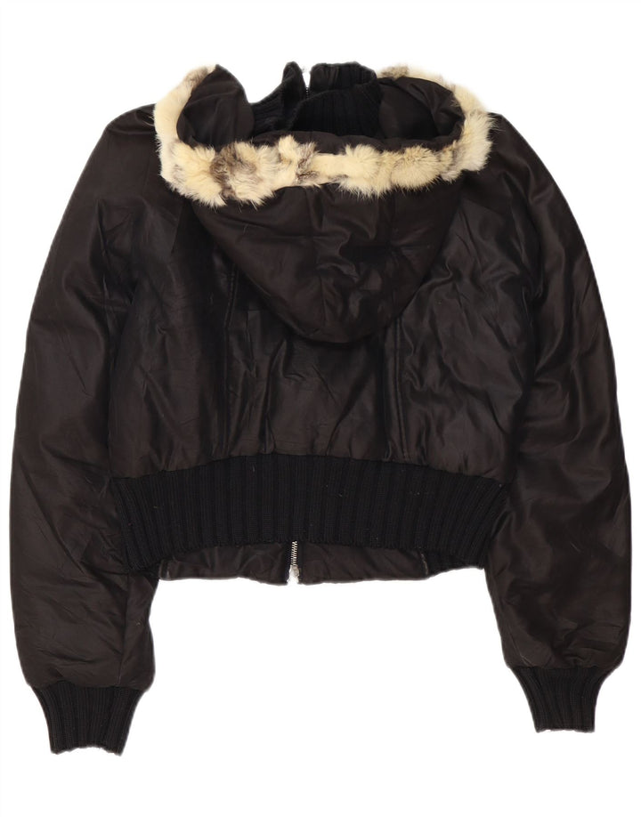 TRUSSARDI JEANS, polstret hættejakke til kvinder IT 44 Medium Sort polyamid