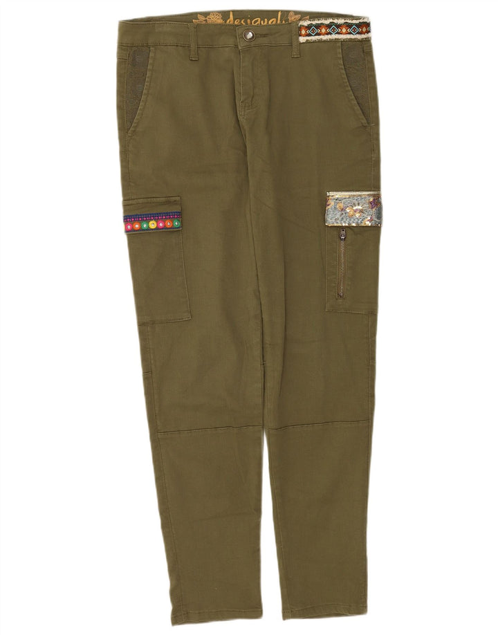 Desigual Dame Grafiske Slim Cargo Bukser EU 40 Medium W30 L29 Khaki