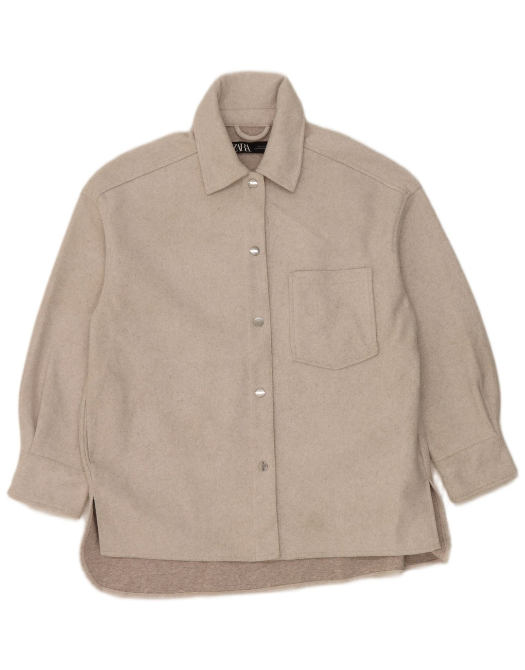 Zara Dame Oversized Flannel Shirt UK 10 Small Grå Polyester