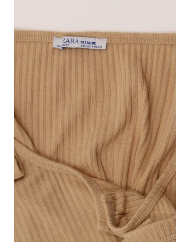 Zara Dame Trafaluc Crop Cardigan Top UK 12 Medium Beige