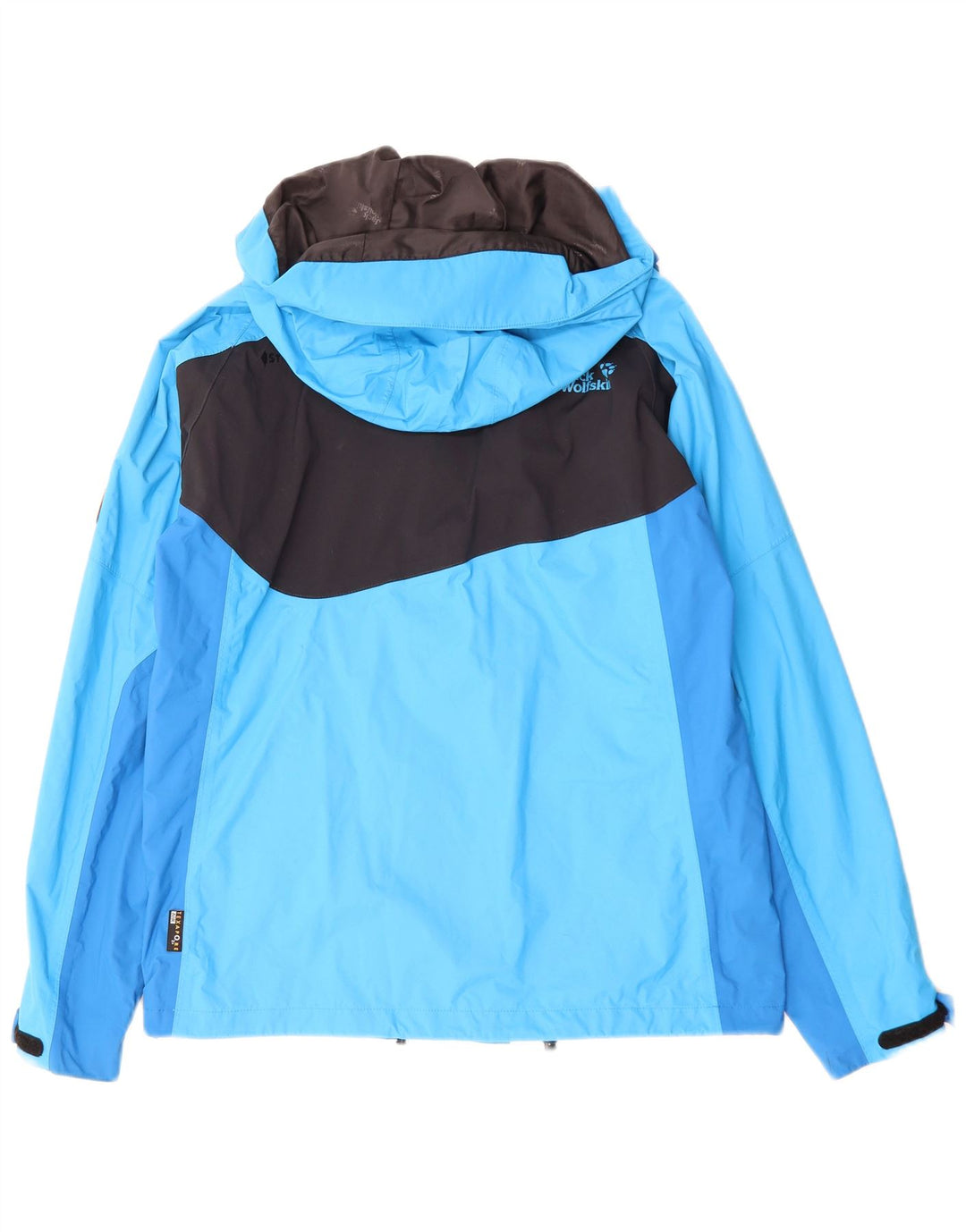 Jack Wolfskin Regnjakke med hætte til mænd UK 34 Small Blue Colourblock