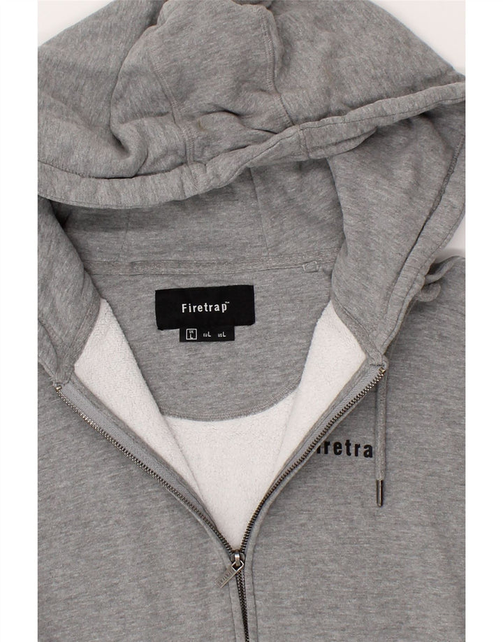 FIRETRAP Womens Zip Hoodie Sweater UK 16 Large Grey Cotton Vintage Firetrap and Second-Hand Firetrap from Messina Hembry 