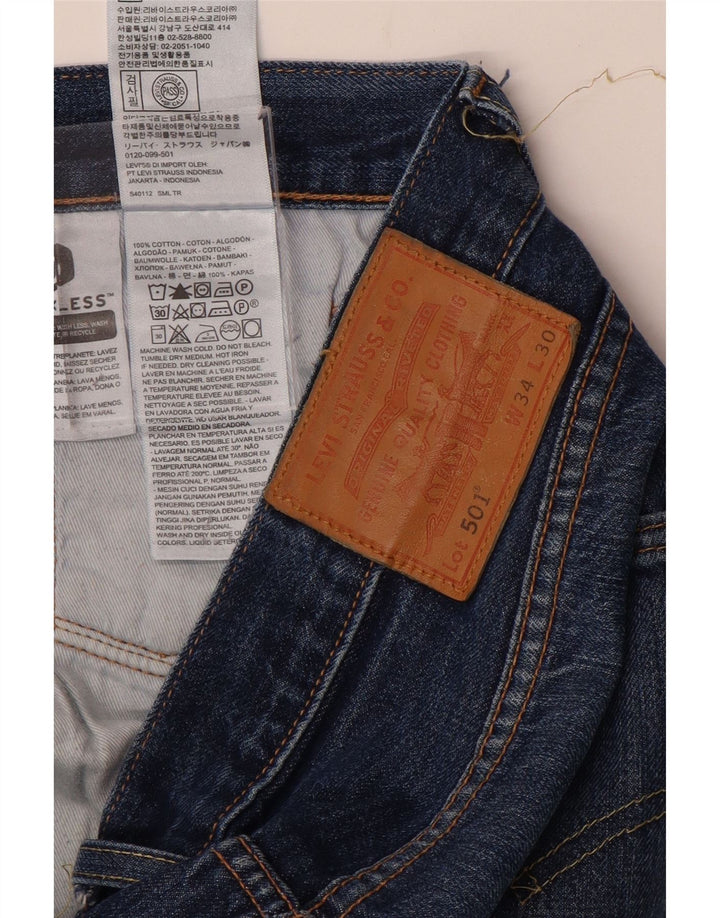LEVI'S Herre 501 Straight Jeans W34 L31 Blå Bomuld