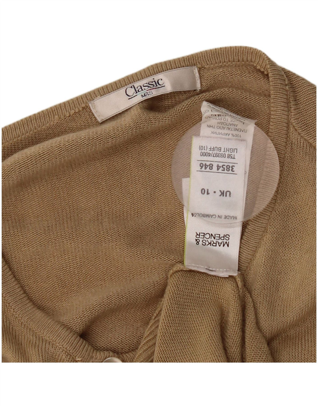 Marks & Spencer Dame Cardigan Sweater UK 10 Small Beige Acryl
